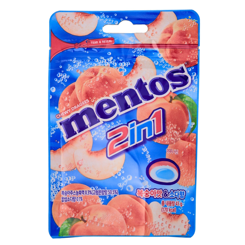 Mentos 2in1 Peach - 45g (Korea) - Ramune - Korean Candy