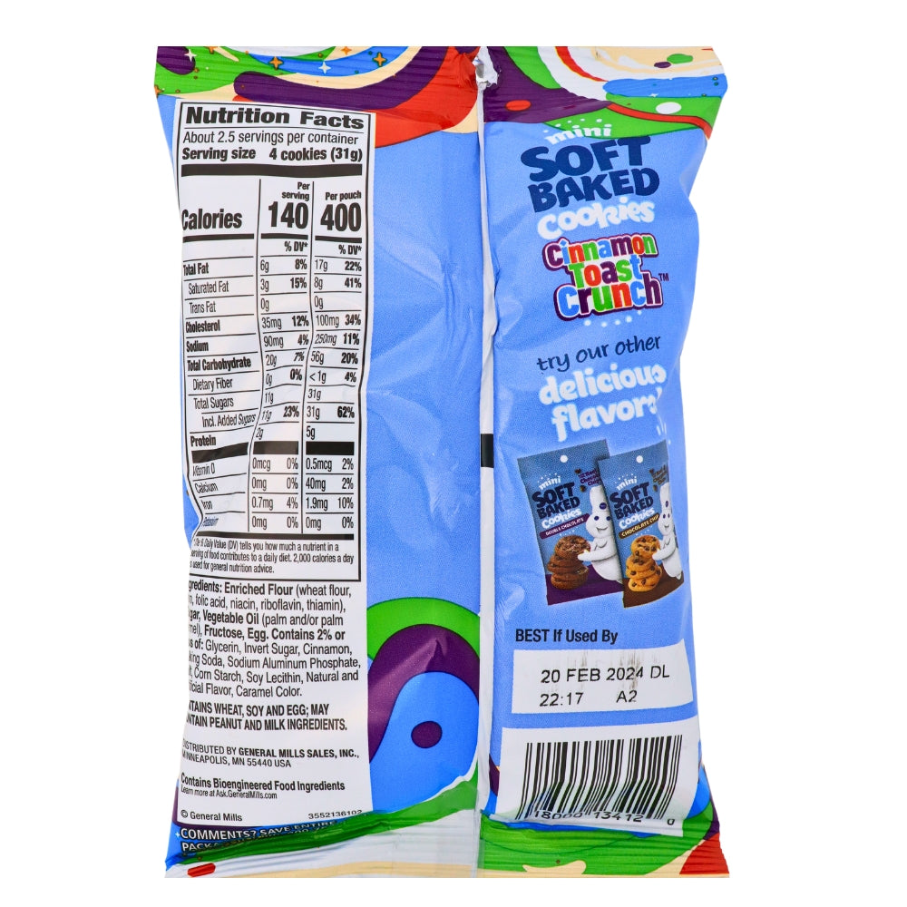 Pillsbury Mini Soft Baked Cookies Cinnamon Toast Crunch - 3oz  Nutrition Facts Ingredients