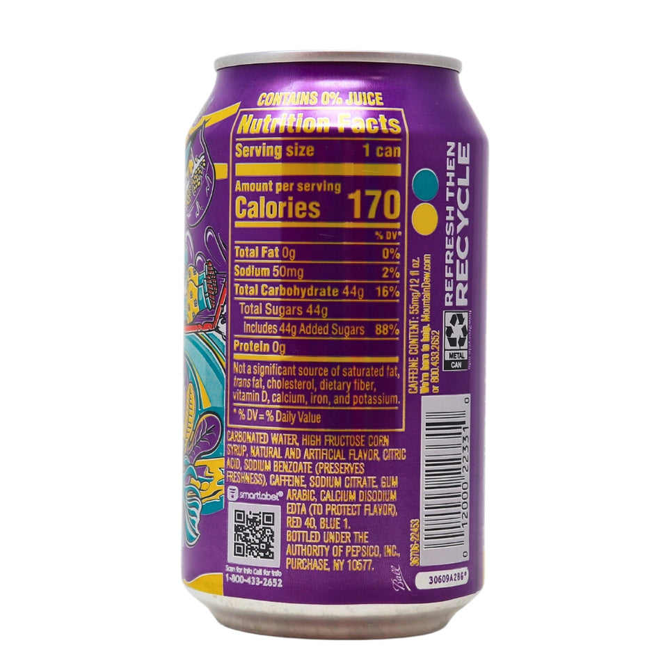 Mountain Dew Passionfruit Punch - 355mL Nutrition Facts Ingredients