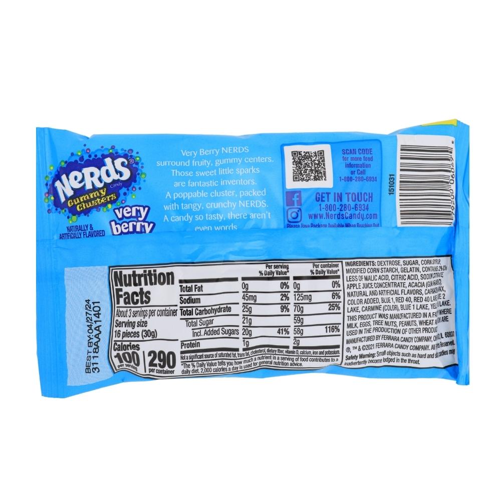 Nerds Gummy Clusters Very Berry - 3oz Nutrition Facts Ingredients