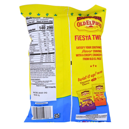 Old El Paso Fiesta Twists Zesty Ranch - 2oz Nutrition Facts Ingredients - Old El Paso - Mexican Snacks - Zesty Ranch