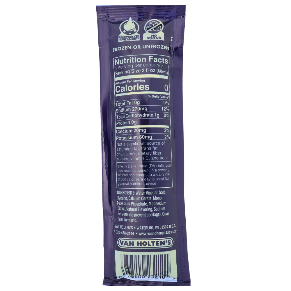 Van Holtens Pickle Ice Freeze Pop Nutrition Facts Ingredients - Ice Pops - Freeze Pops - Candied Pickles