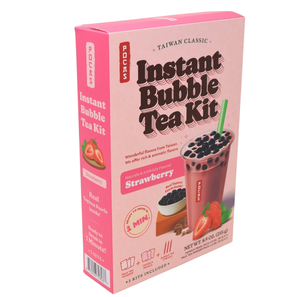 Pocas DIY Bubble Tea Kit Strawberry 3 Pack -  9oz-Bubble Tea-Strawberry Boba
