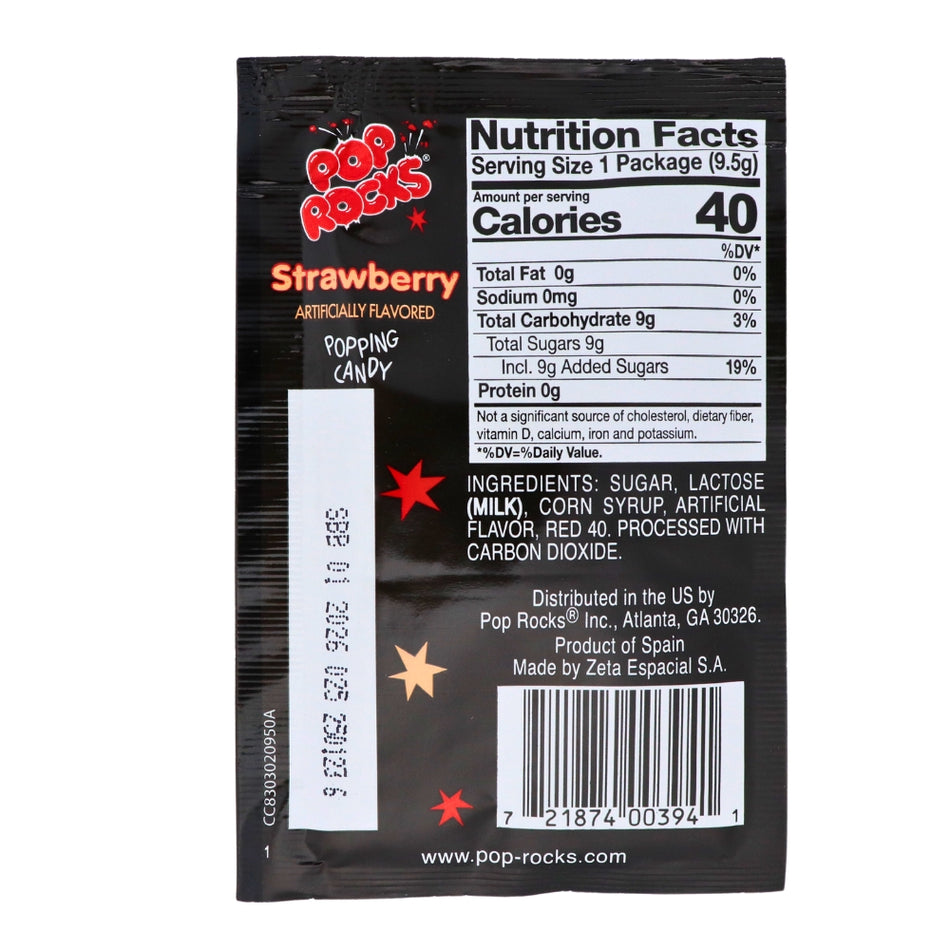 Pop Rocks Strawberry Popping Candy Nutrition Facts Ingredients, pop rocks, pop rocks candy, strawberry pop rocks, strawberry candy, pink candy, retro candy, classic candy