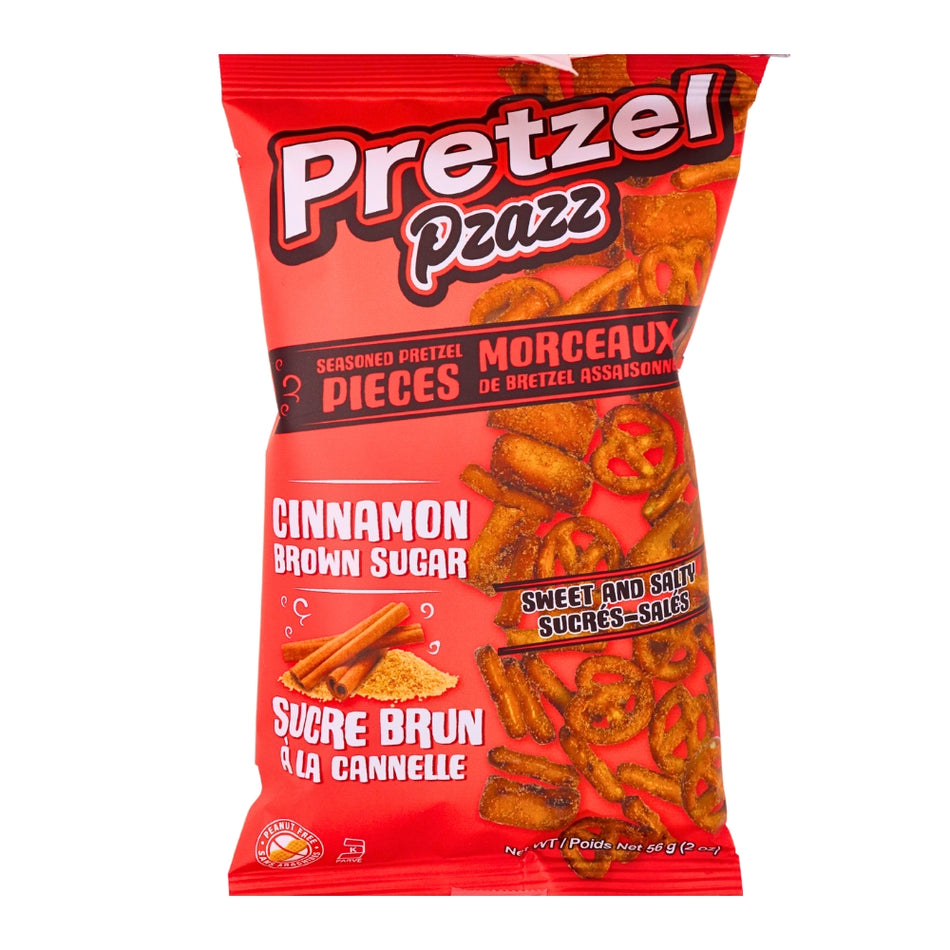 Pretzel Pzazz Cinnamon Brown Sugar - 56g - Cinnamon Sugar Pretzels - Cinnamon Chips - Pretzel Chips