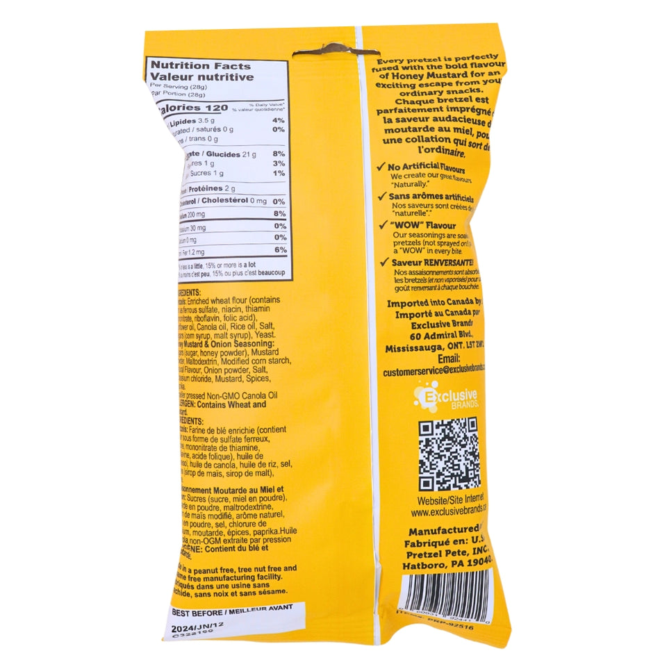 Pretzel Pzazz Honey Mustard - 56g Nutrition Facts Ingredients - Pretzels - Honey Mustard Pretzels - Pretzel Chips