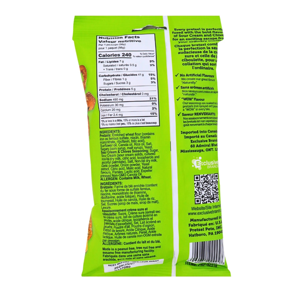 Pretzel Pzazz Sour Cream - 56g Nutrition Facts Ingredients - Pretzels - Sour Cream Chips - Pretzel Chips