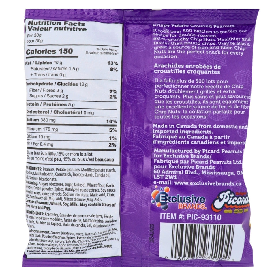Pzazz Crunchy Nuts All Dressed - 80g Nutrition Facts Ingredients-All Dressed Chips-Gourmet Nuts-Canadian Food