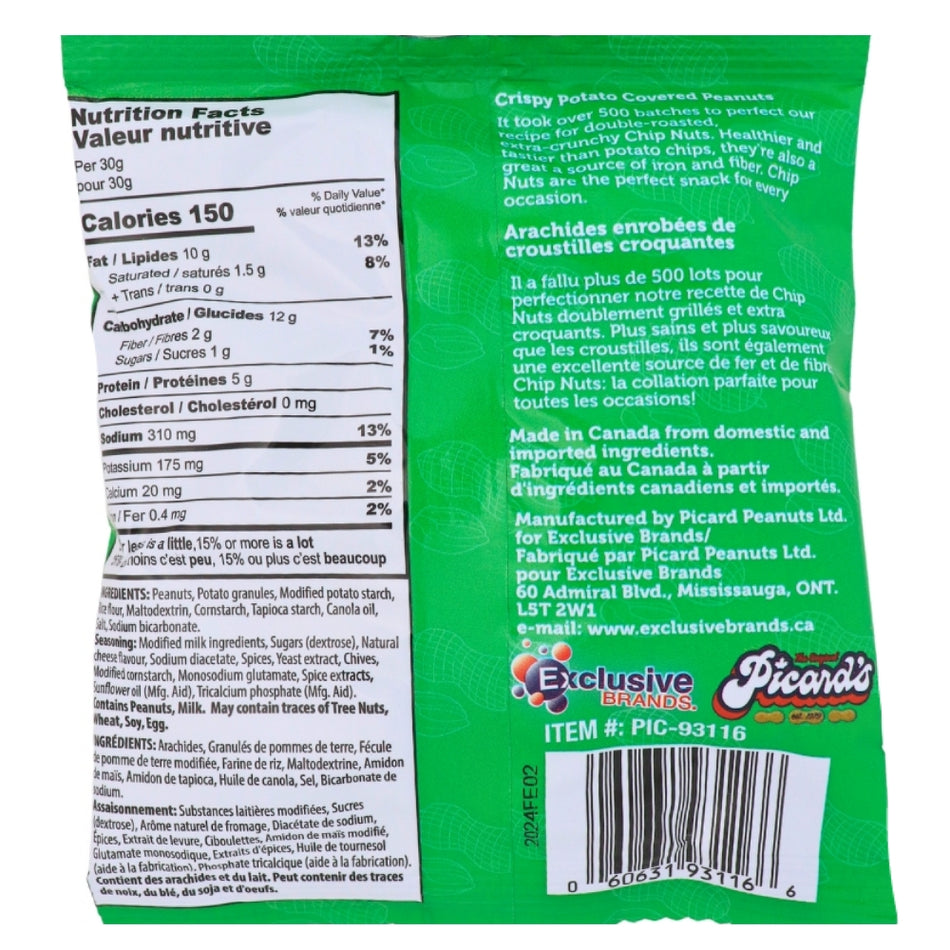 Pzazz Crunchy Nuts Sour Cream - 80g Nutrition Facts Ingredients-Sour Cream dip-Canadian Food-Spiced Nuts