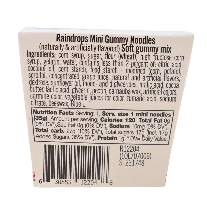 Raindrops Gummy Noodles in Takeout Carton - 1.2oz | Candy Funhouse Nutrition Facts Ingredients