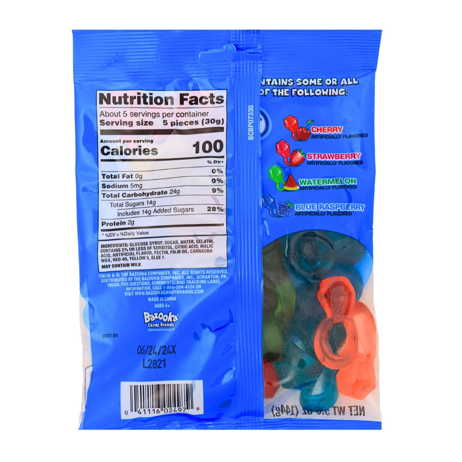 Ring Pop Gummies Rings - 5.07oz Nutrition Facts Ingredients - Blue Raspberry