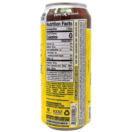 Ryse Energy Drink Country Time Lemonade - 473mL Nutrition Facts Ingredients-Ryse Energy Drink-Sugar Free Drinks