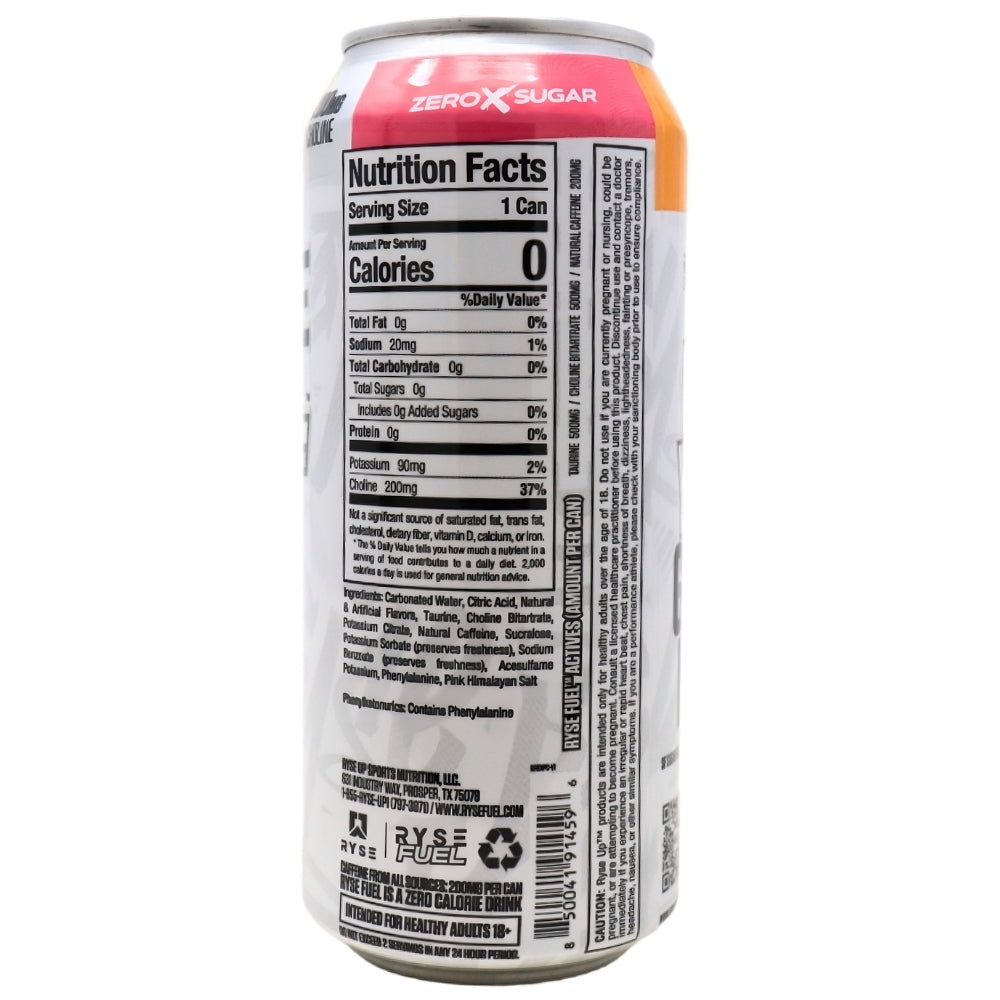 Ryse Energy Drink Peach Cooler - 473mL Nutrition Facts Ingredients-Ryse Energy Drink-Best Energy Drink