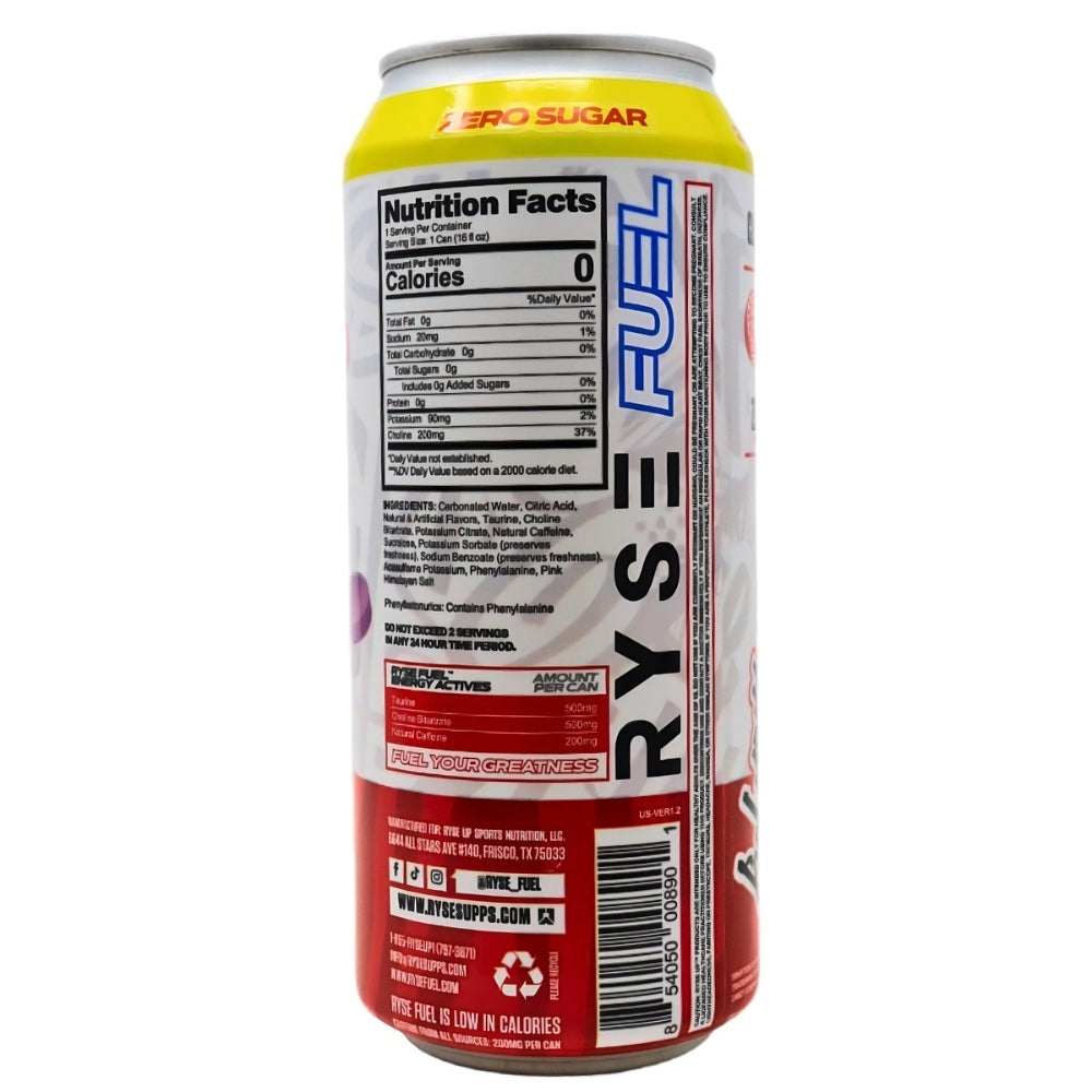 Ryse Energy Drink Smarties - 473mL Nutrition Facts Ingredients-Smarties-Best Energy Drink