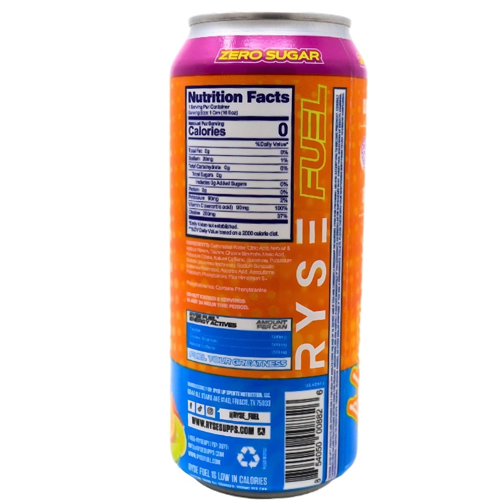 Ryse Energy Drink Sunny D - 473mL Nutrition Facts Ingredients-Ryse Energy Drink-Sunny D