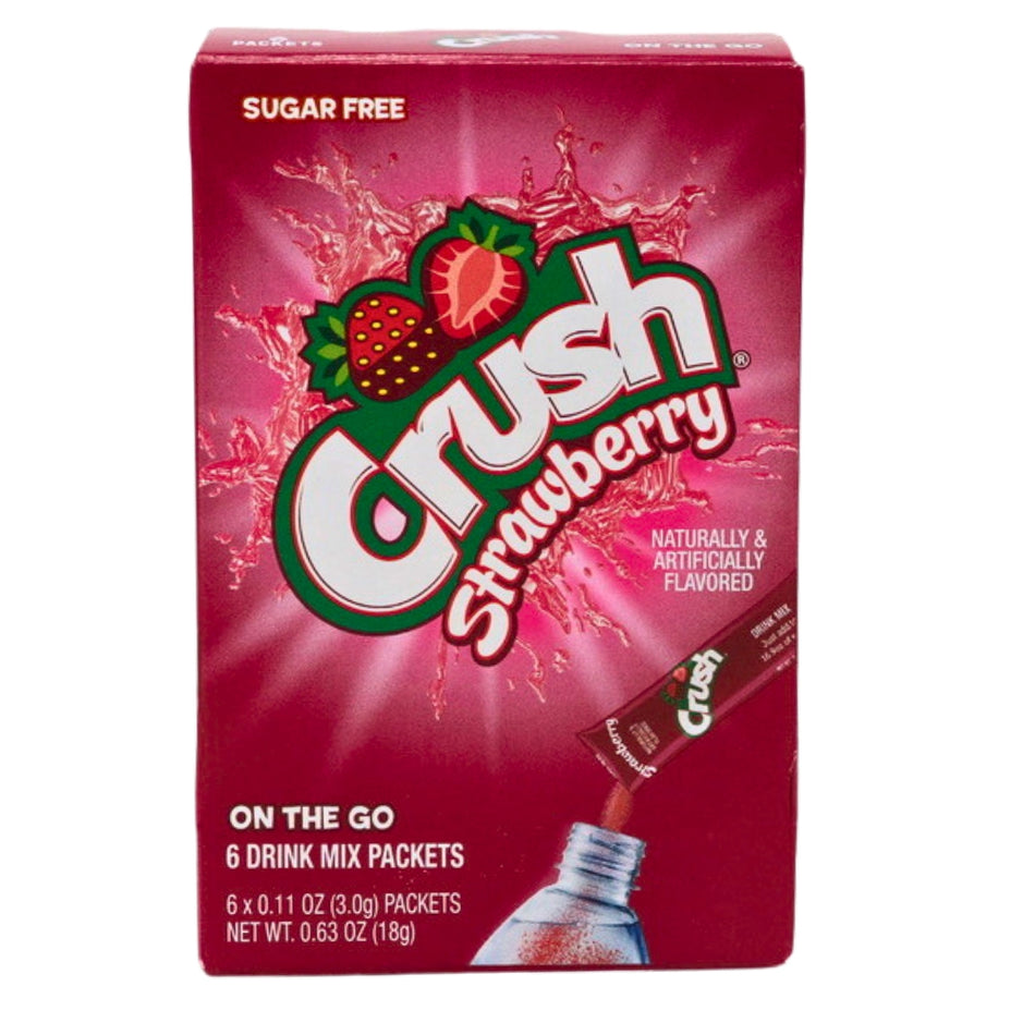 Crush Singles to Go Strawberry Drink Mix - 18g-Crush soda-Strawberry crush-Flavored water 