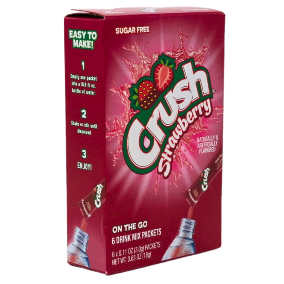 Crush Singles to Go Strawberry Drink Mix - 18g-Crush soda-Strawberry crush-Flavored water 