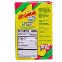 Starburst Duos Singles to Go Strawberry Watermelon Drink Mix - 12.4g Nutrition Facts Ingredients-Starburst-Flavored water-Watermelon candy
