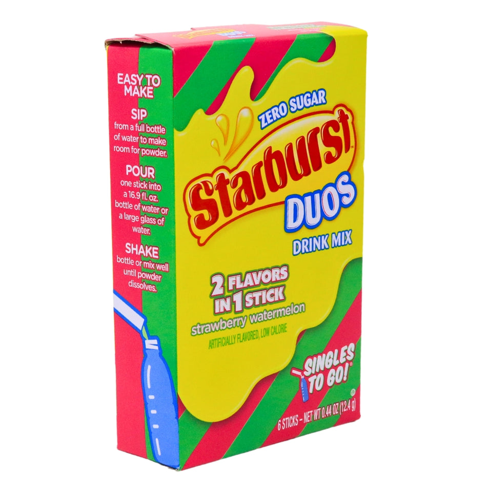 Starburst Duos Singles to Go Strawberry Watermelon Drink Mix - 12.4g-Starburst-Flavored water-Watermelon candy