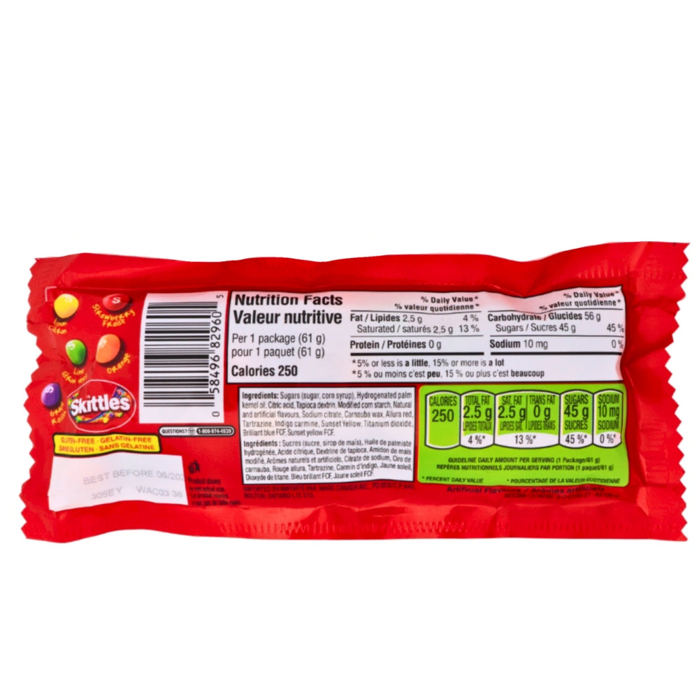 Skittles Original Candies - 61.5g ingredients nutrition facts, Skittles, skittles candy, original skittles
