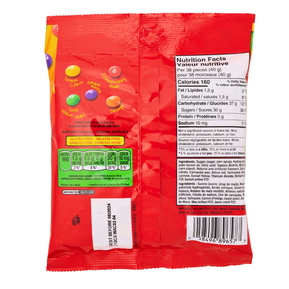 Skittles Original Peg Bag Nutrition Facts Ingredients, Skittles, skittles candy, original skittles, peg bag