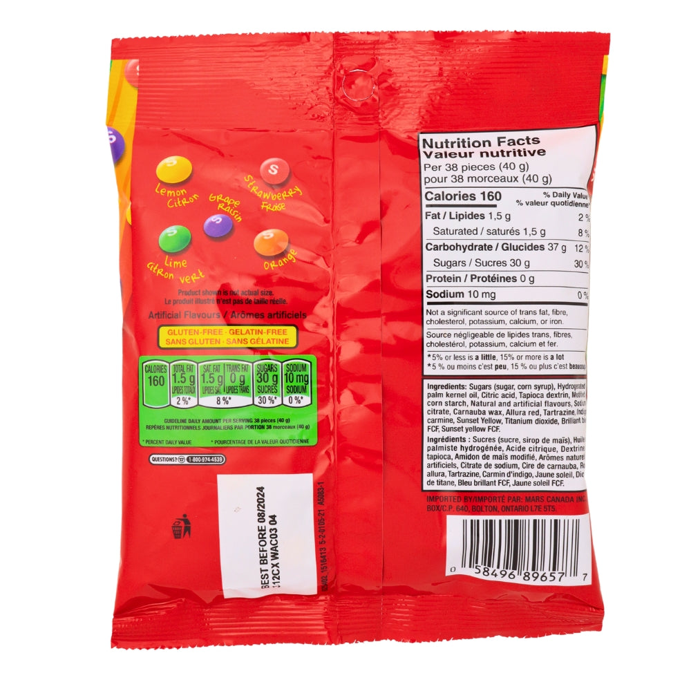 Skittles Original Peg Bag Nutrition Facts Ingredients, Skittles, skittles candy, original skittles, peg bag