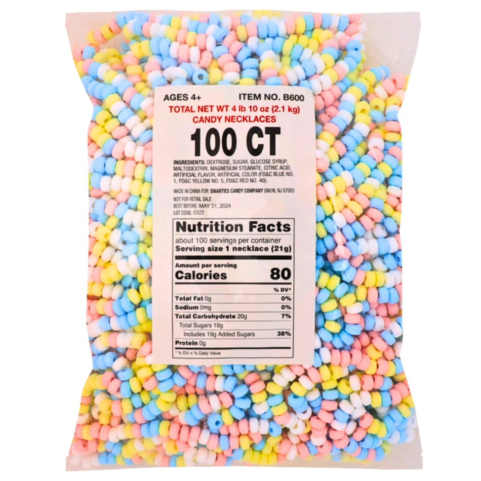 Smarties Candy Necklace Bulk Un-Wrapped - 100ct-Smarties-Bulk Candy-Candy Necklace