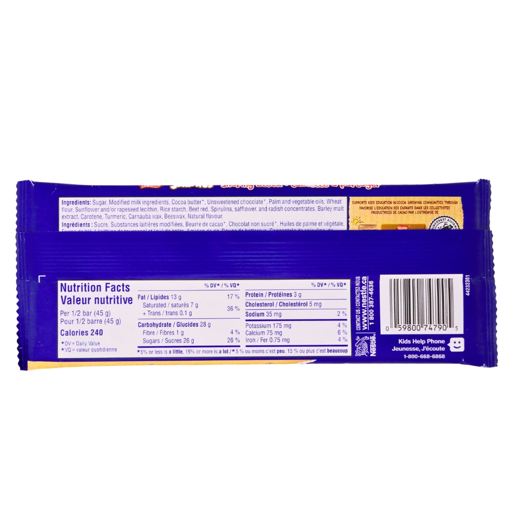 Nestle Smarties Milk Chocolate Tablet Bar - 90 g Nutrition Facts Ingredients