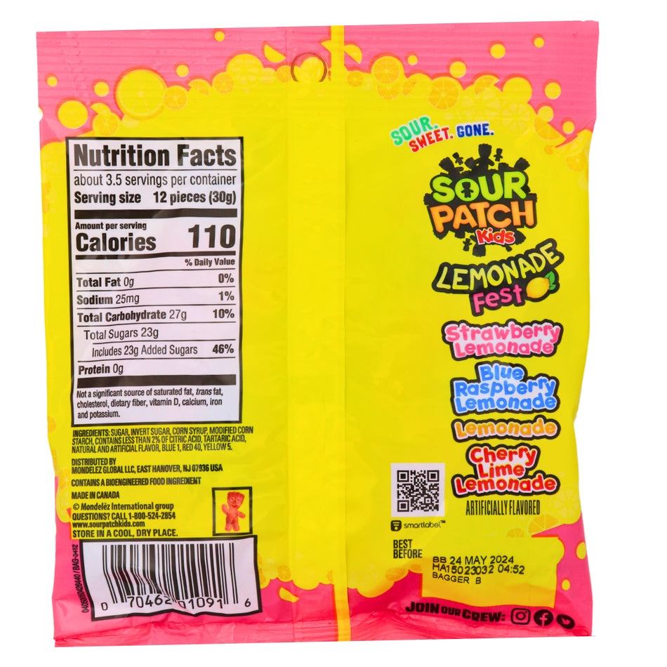 Sour Patch Kids Lemonade - 3.56oz Nutrition Facts Ingredients-Sour patch kids-Sour candy-Sour Patch Kids flavors