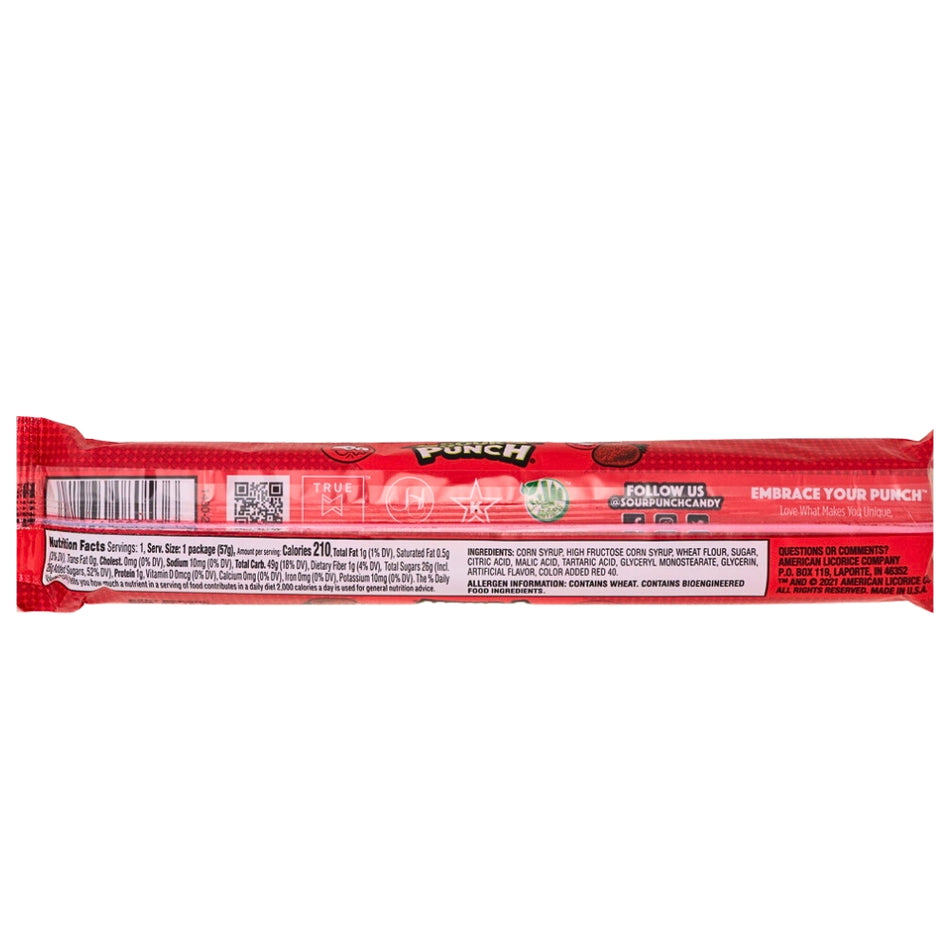 Sour Punch Straws Strawberry - 2oz Nutrition Facts Ingredients