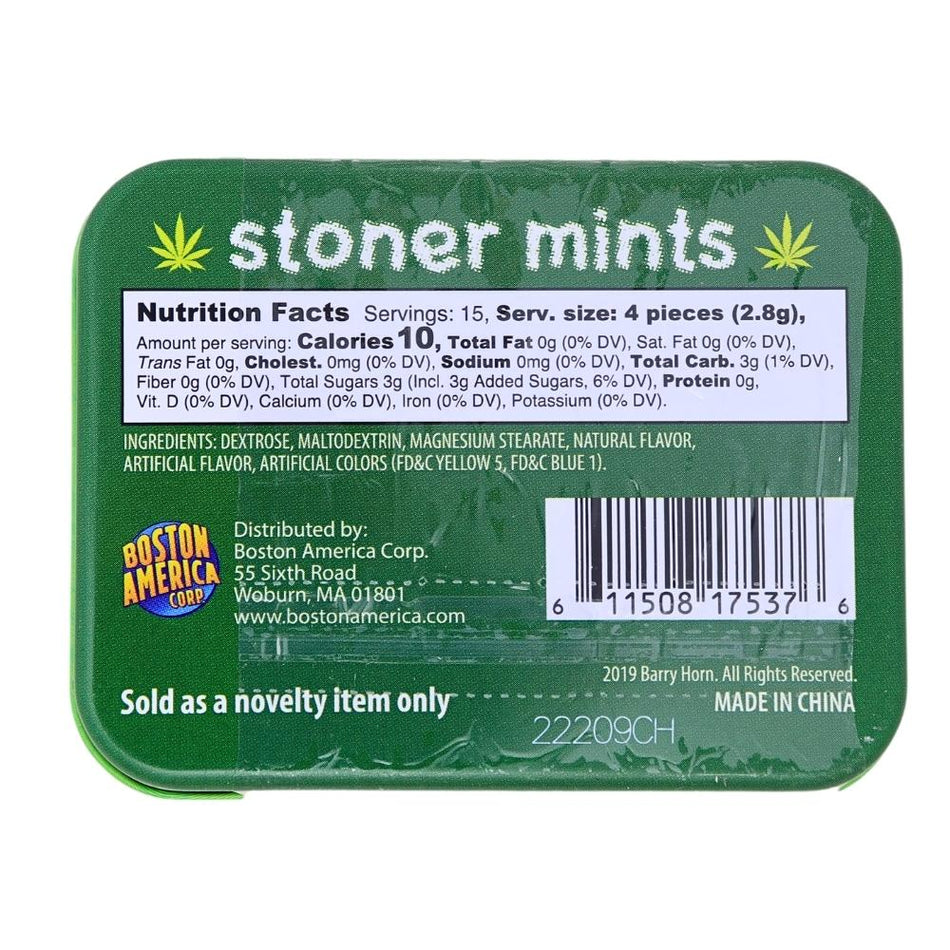 Stoner Mints - 1.5oz Nutrition Facts Ingredients