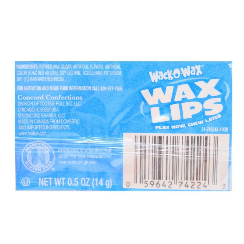 Wack O Wax Wax Lips - Wax Candy - Bubble Gum - Retro Candy - Candy Funhouse Nutrition Facts Ingredients