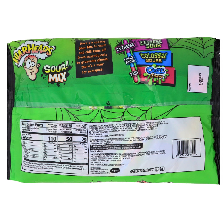 Warheads Mixed Candy 70ct - 16.7oz Nutrition Facts Ingredients-Warheads-Sour Candy-Bulk Candy