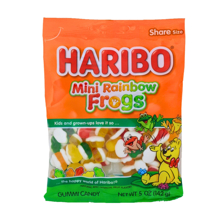 Haribo Mini Rainbow Frogs Gummi Candy-5 oz., Haribo Mini Rainbow Frogs, Rainbow Gummies, Fruity Flavors, Chewy Candy, Candy Buffet Delights, haribo, haribo gummy, haribo gummies, german candy, german gummies, gummy candy, gummies
