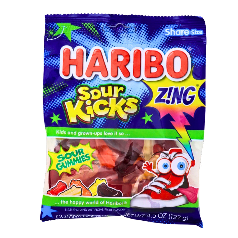 Haribo Zing Sour Kicks - 4.5oz, Haribo Zing Sour Kicks, sour candy, tangy flavors, chewy candy, flavor adventure, haribo, haribo gummy, haribo gummies, german candy, sour gummy, sour gummies, german gummies, gummies, gummy candy, best gummies