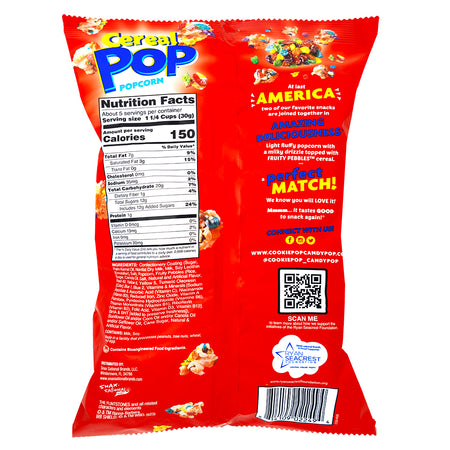 Fruity Pebbles Popcorn Cereal - 149g  Nutrition Facts Ingredients
