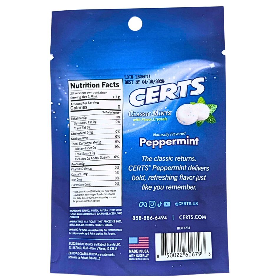 Certs Peppermint Mints - 34g