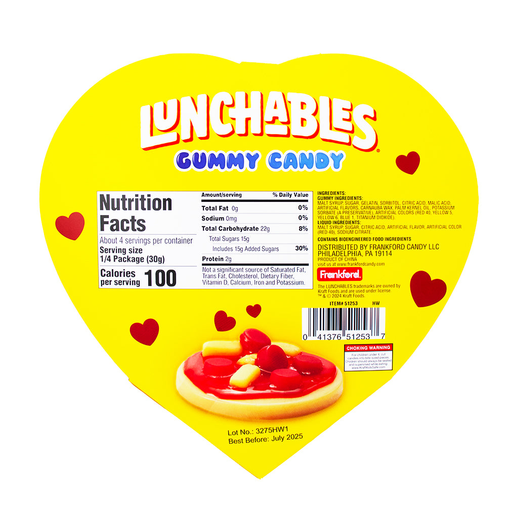 Kraft Lunchables Pizza Kit Heart Gift Box - 4.4oz Nutrition Facts Ingredients