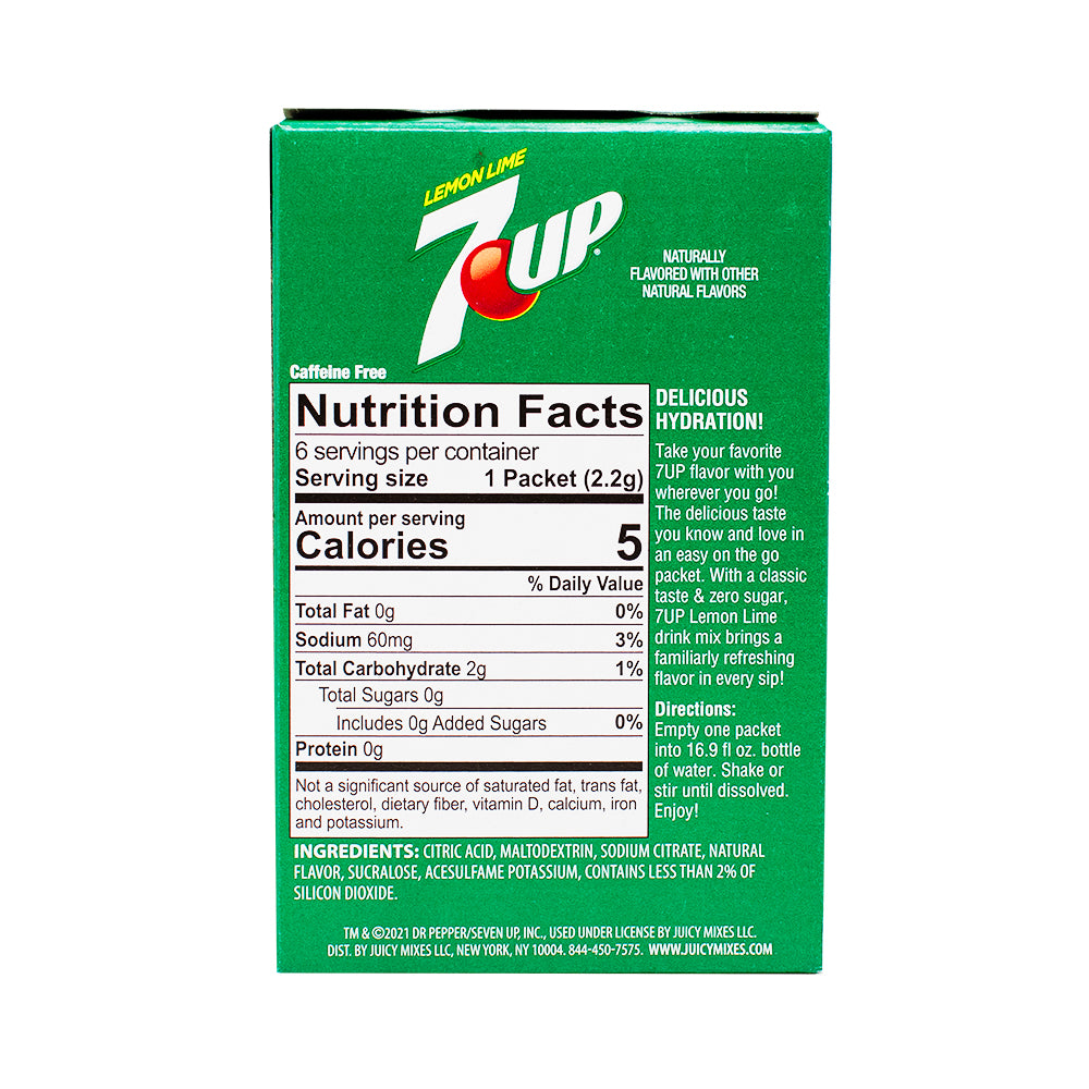 Singles to Go 7UP Nutrition Facts Ingredients
