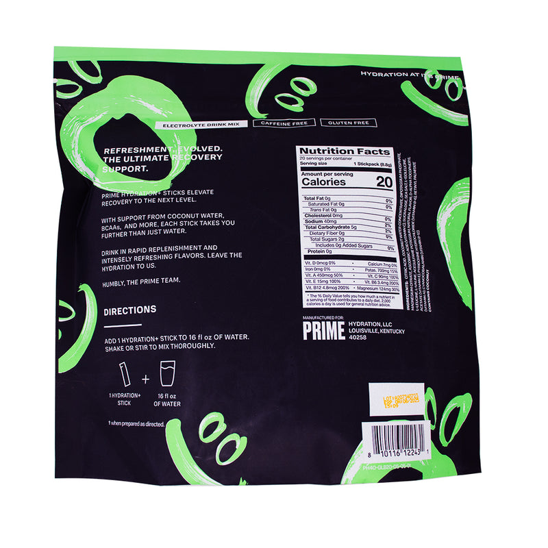 Prime Hydration Powder Sticks Glowberry 20ct - 176g - Prime Drink Mix! - Nutrition Facts Ingredients