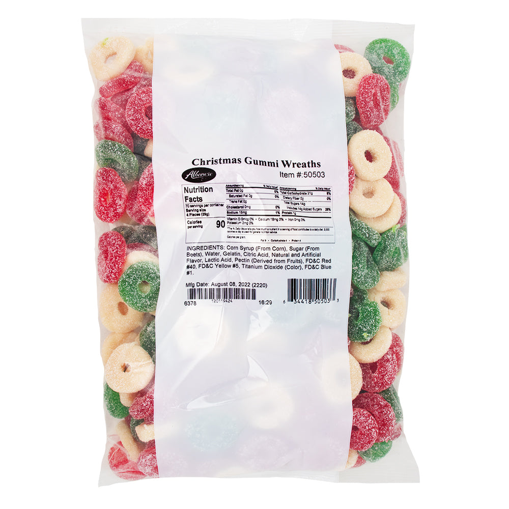 Albanese Sanded Gummi Christmas Wreaths - 2.04kg Nutrition Facts Ingredients