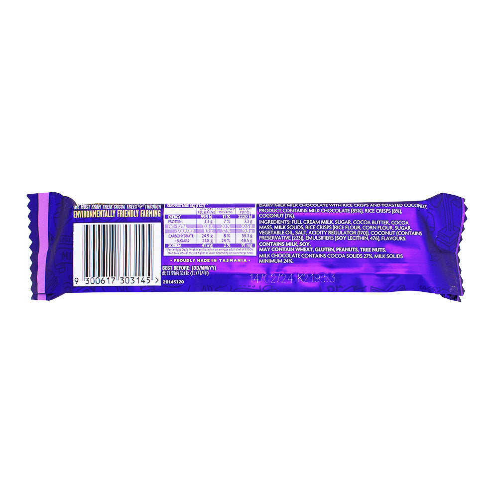Cadbury Dairy Milk Slices Crackle (Aus) - 45g Nutrition Facts Ingredients