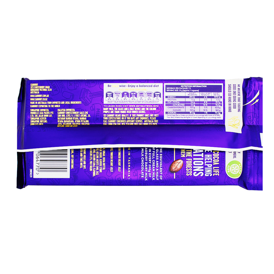 Cadbury Chocolate Turkish Delight - 180g (Aus) Nutrition Facts Ingredients