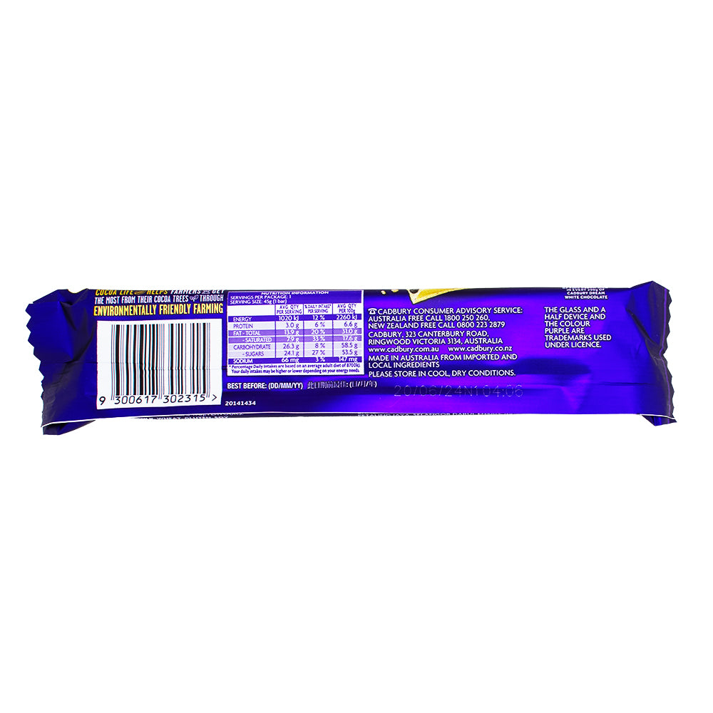 Cadbury Dream with Oreo (Aus) - 45g Nutrition Facts Ingredients-Cadbury-Australian Candy-Oreo Chocolate-Cadbury Chocolate 