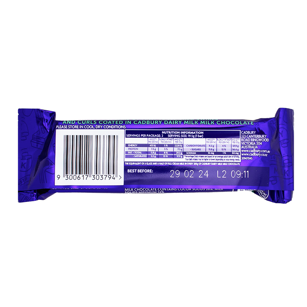 Cadbury Twirl Mint (Aus) - 39g Nutrition Facts Ingredients - Cadbury Chocolate from Australia!