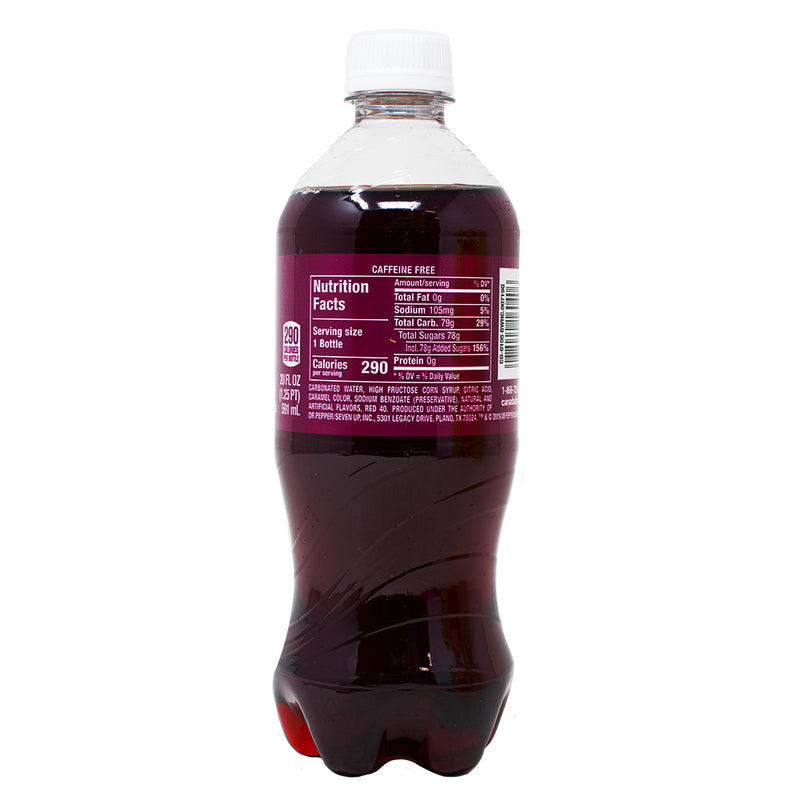 Canada Dry Black Cherry Ginger Ale - 591mL Nutrition Facts Ingredients