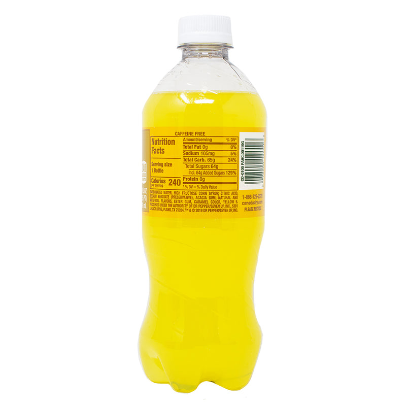 Canada Dry Pineapple Ginger Ale - 591mL Nutrition Facts Ingredients
