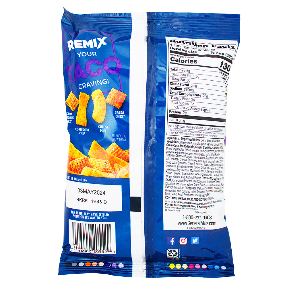 Chex Mix Remix Zesty Taco - 4.25oz Nutrition Facts Ingredients-Chex Mix-taco chips-Spicy chips