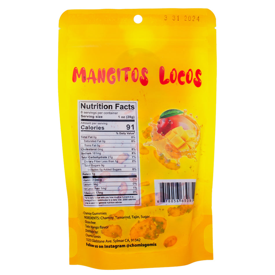 Chomis Gomic Chamoy Mangitos Locos - 8oz Nutrition Facts Ingredients - Chamoy