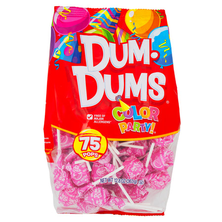 Dum Dums Color Party Hot Pink Watermelon Lollipops-75 CT-Watermelon candy-Lollipops-Pink candy